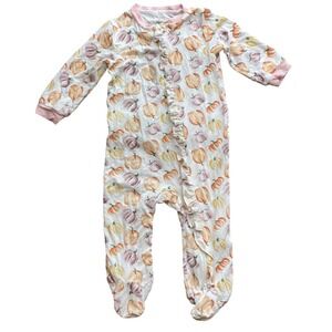 Milkberry Bamboo Footie 6-9M Pumpkin Print Zip Pajamas Sleeper Baby, Pink, Girl